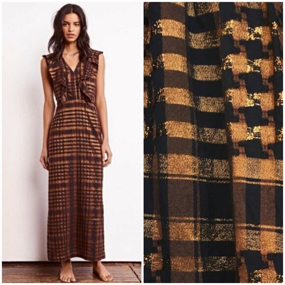 💕ACE & JIG💕 Magdalena Reversible Dress ~ St. Honore Gold Plaid Medium M NWOT - Picture 5 of 14